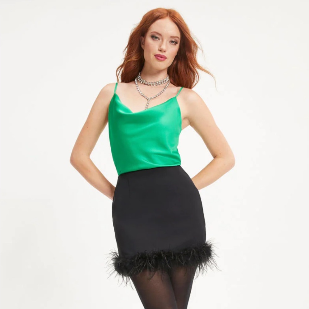 VICI BELLE OF THE NIGHT SATIN COWL NECK TANK